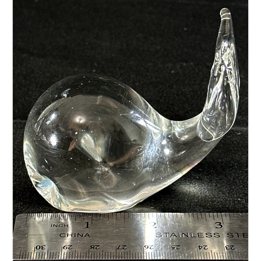 Vintage Clear Glass Whale Figurine Hand Blown 3” Murano Style - Picture 4 of 7